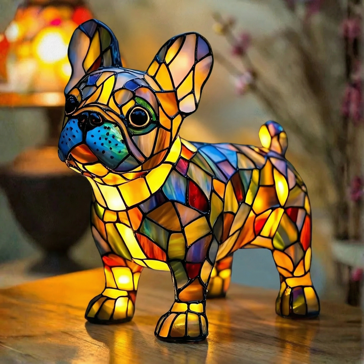 Bulldog Français - Lampe Vitrail