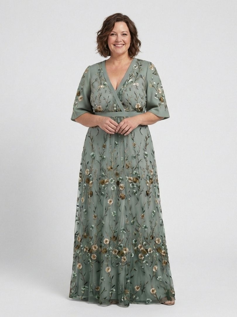 Melodi – Robe longue à fleurs, col en V