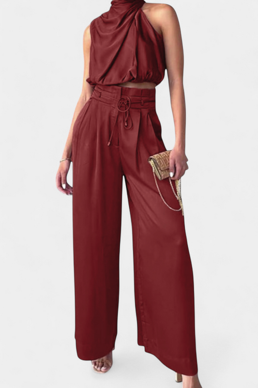 Ensemble deux pièces Helira avec top fluide et pantalon palazzo