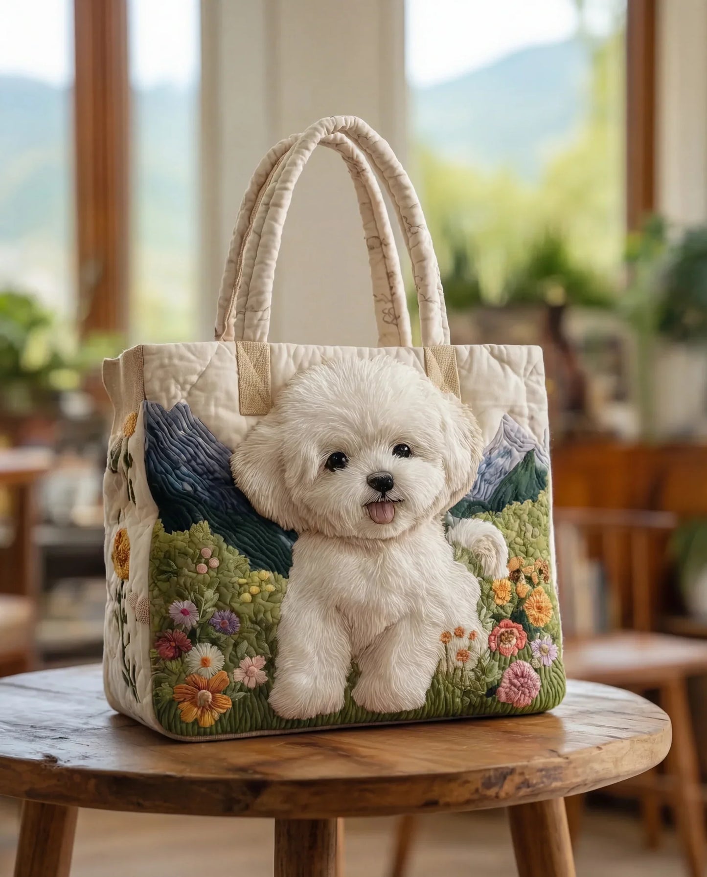 Sac artisanal matelassé « Chien Enchanté »