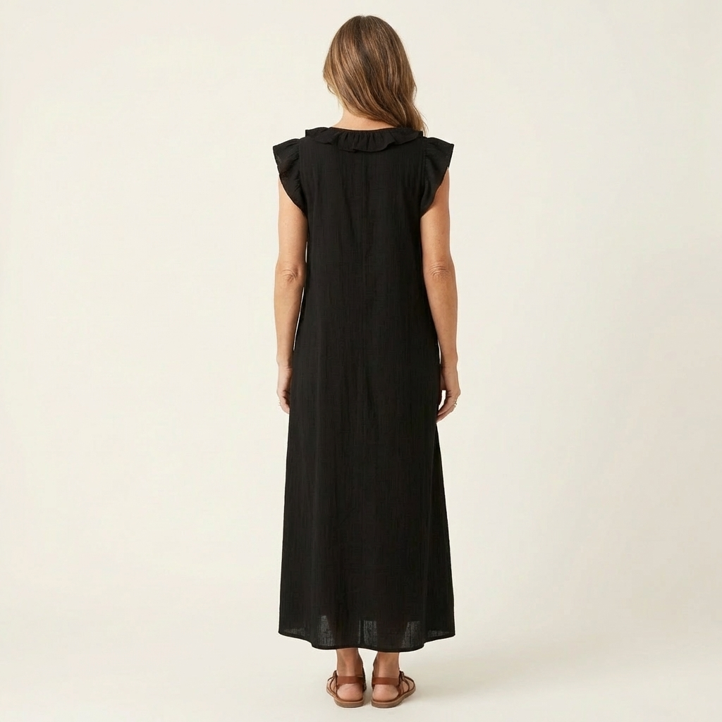 Josette | Robe longue à volants et encolure en V