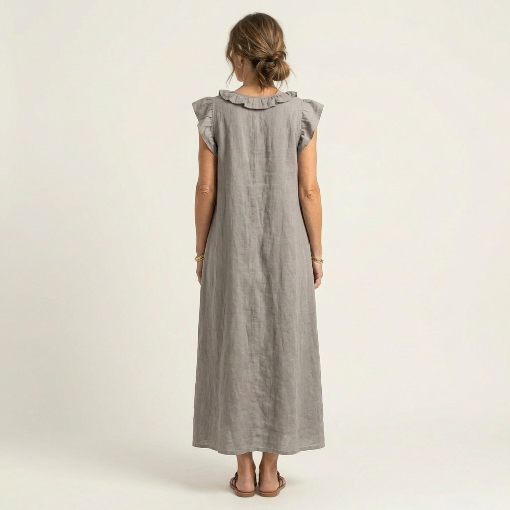 Josette | Robe longue à volants et encolure en V