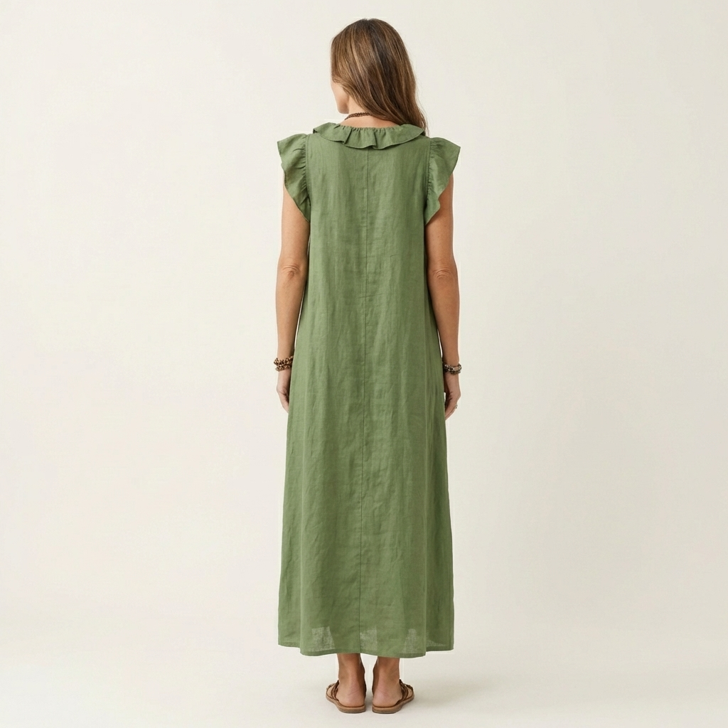 Josette | Robe longue à volants et encolure en V