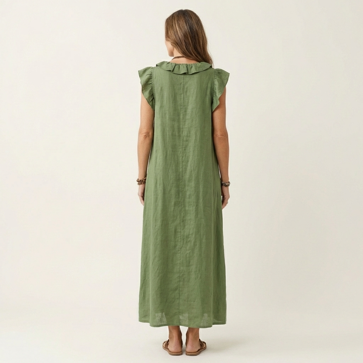 Josette | Robe longue à volants et encolure en V
