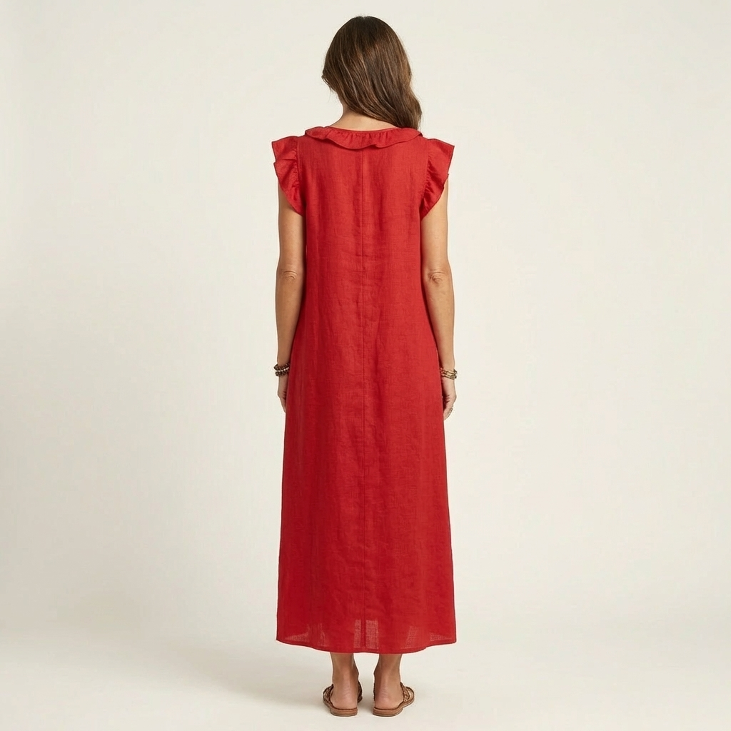 Josette | Robe longue à volants et encolure en V