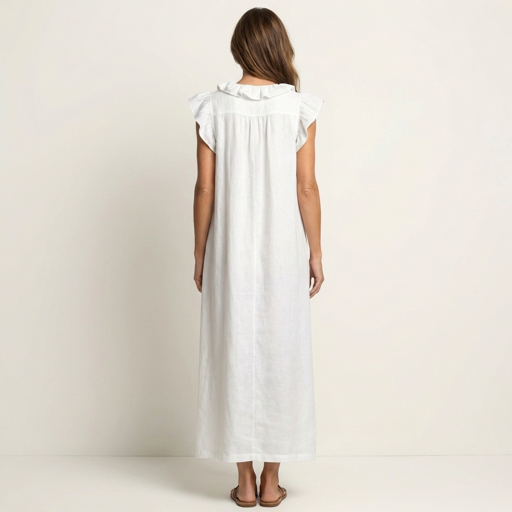 Josette | Robe longue à volants et encolure en V