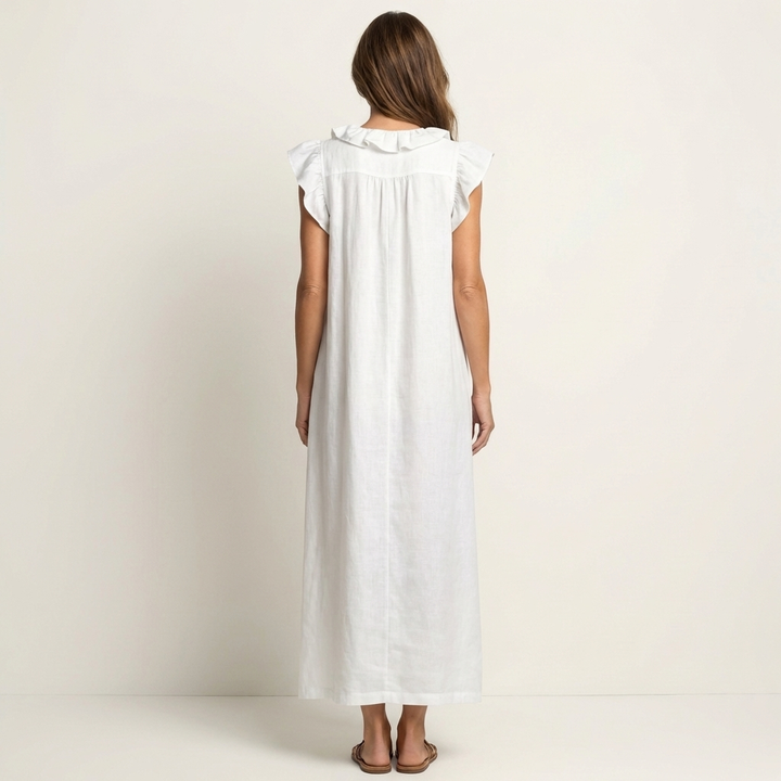 Josette | Robe longue à volants et encolure en V