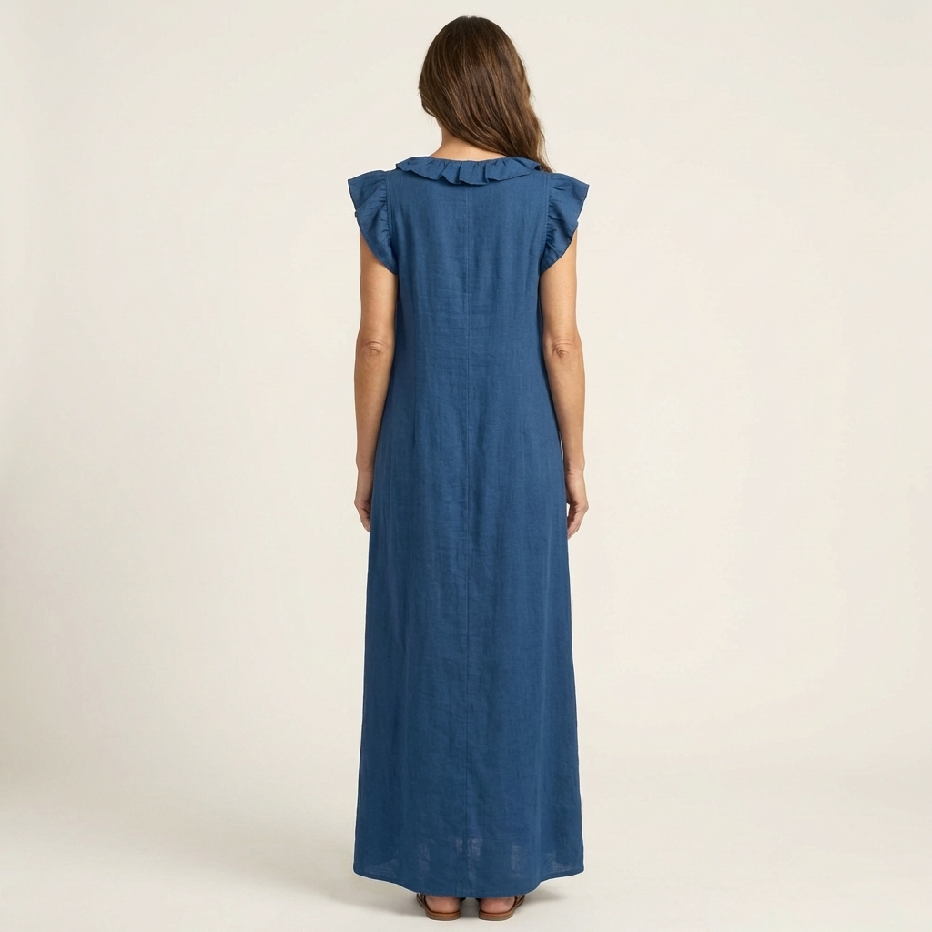Josette | Robe longue à volants et encolure en V