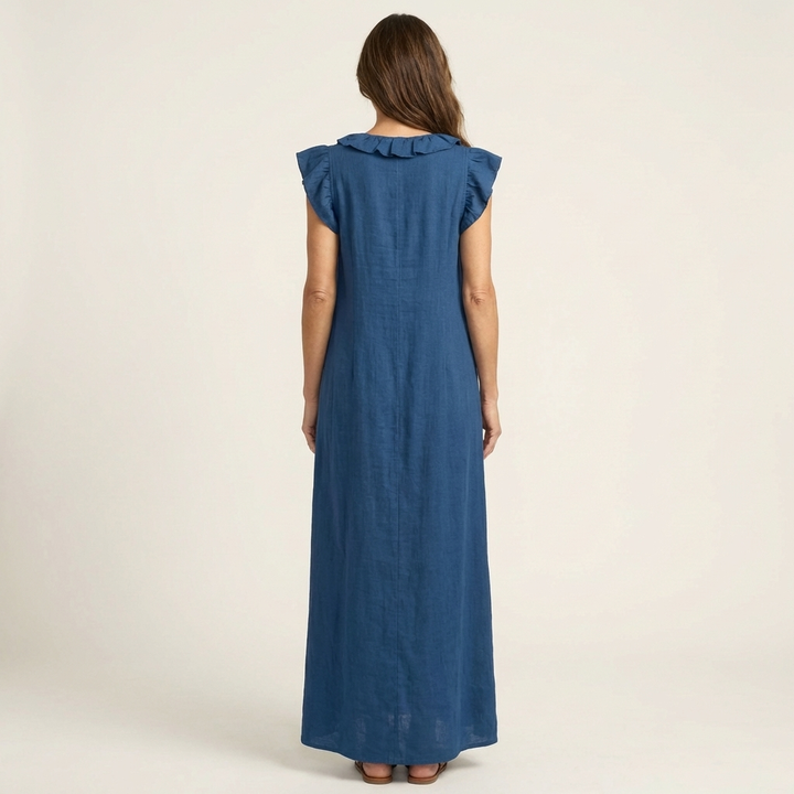 Josette | Robe longue à volants et encolure en V