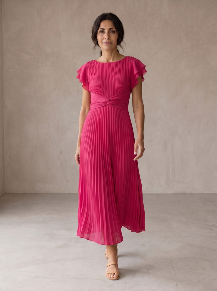 Seraphina | Élégante robe longue plissée à la taille nouée