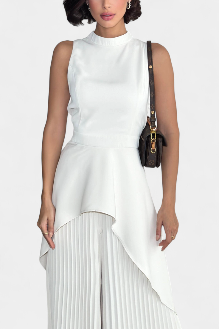 Ensemble asymétrique Chrysoula avec pantalon à plis