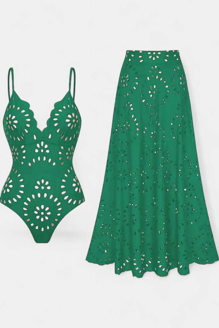 Ensemble jupe Ahria à motifs floraux ajourés