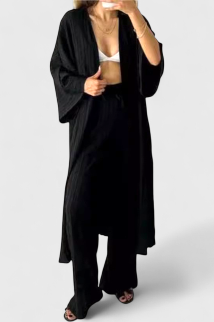 Ensemble deux pièces décontracté Caspian avec long kimono