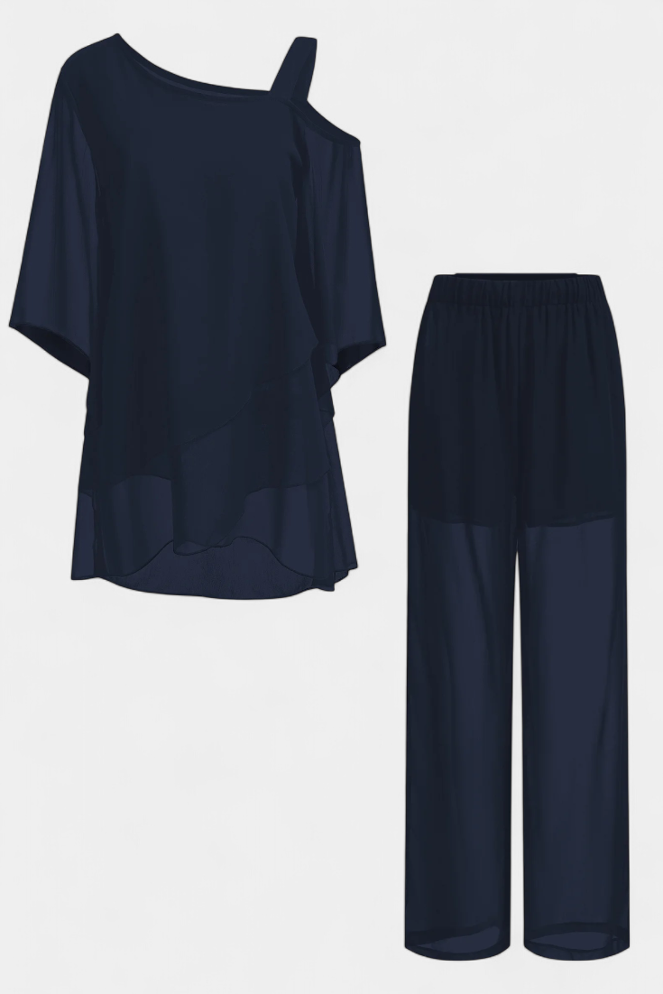 Ensemble deux pièces Kitty avec épaules nues et silhouette fluide