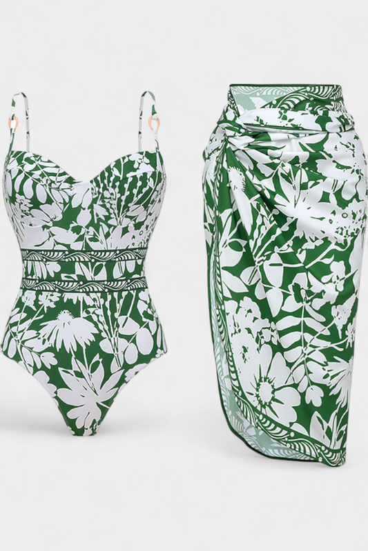 Maillot de bain intégral Ahria avec robe bustier et imprimé Natural Shade