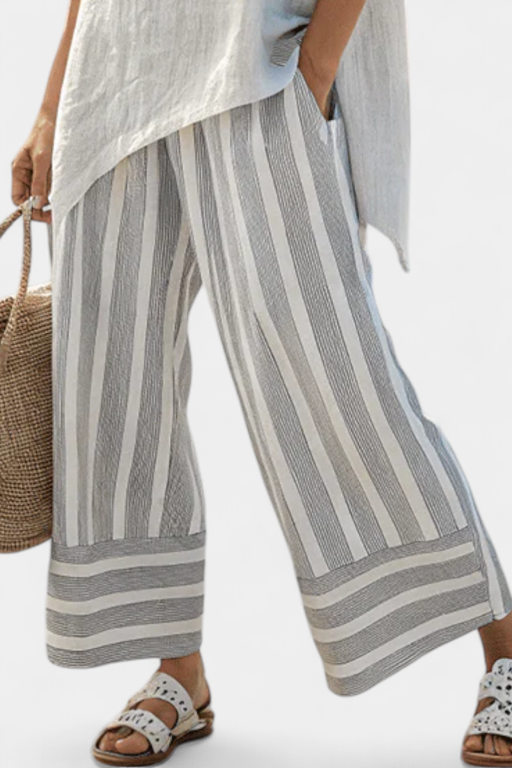 Sofia™ | Blouse asymétrique stylée et pantalon rayé