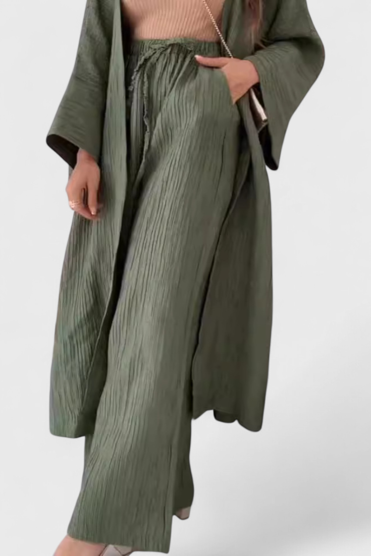 Ensemble deux pièces décontracté Caspian avec long kimono