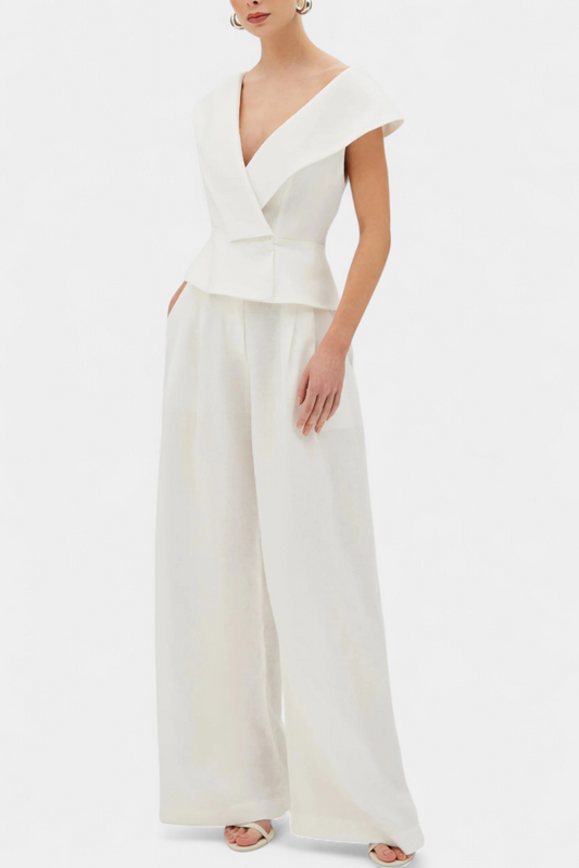Ensemble haut asymétrique et pantalon palazzo Hayden