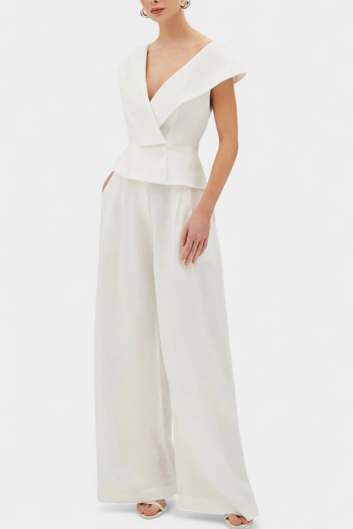 Ensemble haut asymétrique et pantalon palazzo Hayden