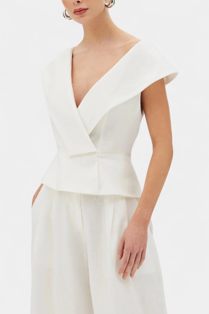 Ensemble haut asymétrique et pantalon palazzo Hayden