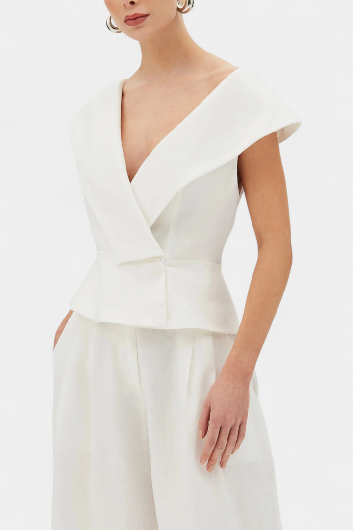 Ensemble haut asymétrique et pantalon palazzo Hayden