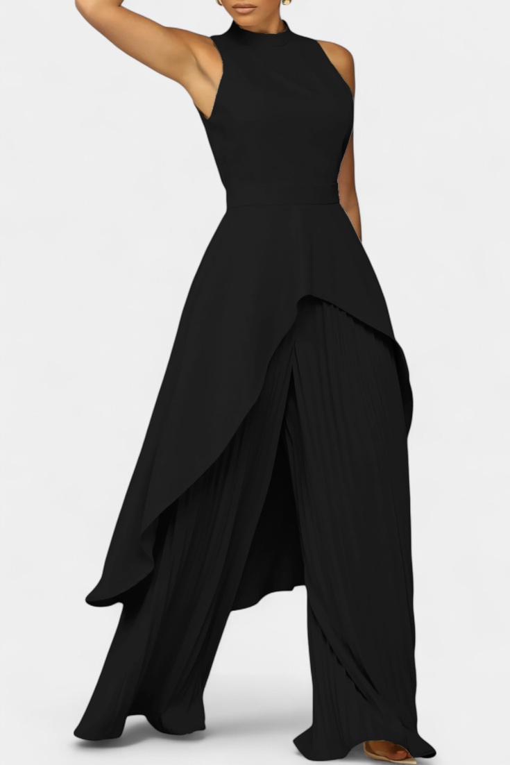 Ensemble asymétrique Chrysoula avec pantalon à plis