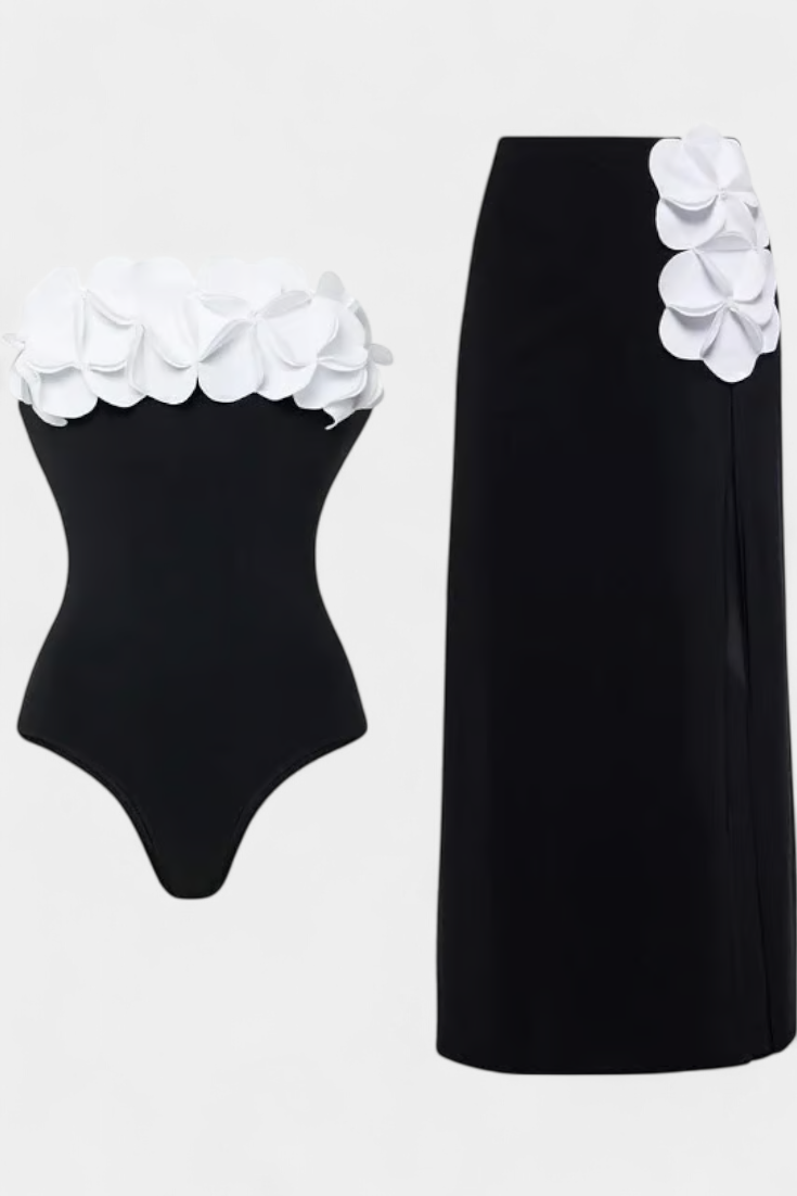 Ensemble maillot de bain et jupe portefeuille Ahria 3D Flower