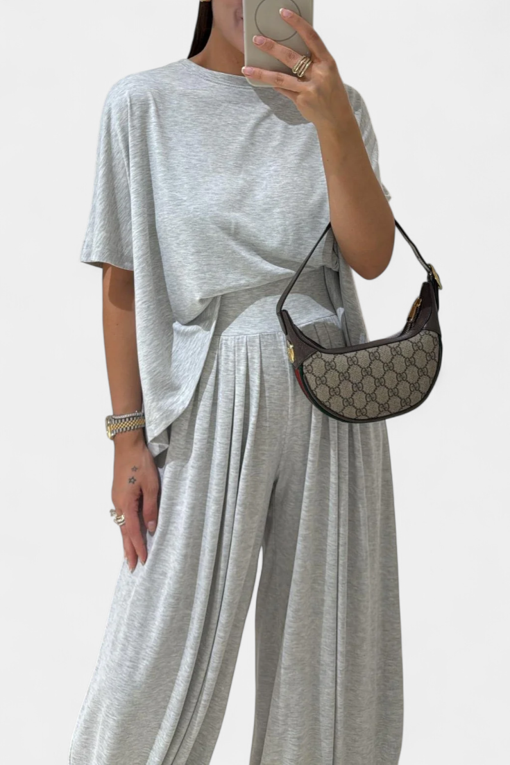Trista Casual Soft Top and Wide Leg Trousers Set (ensemble de haut et de pantalon à jambes larges)