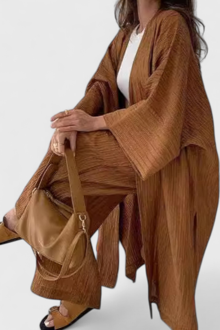 Ensemble deux pièces décontracté Caspian avec long kimono