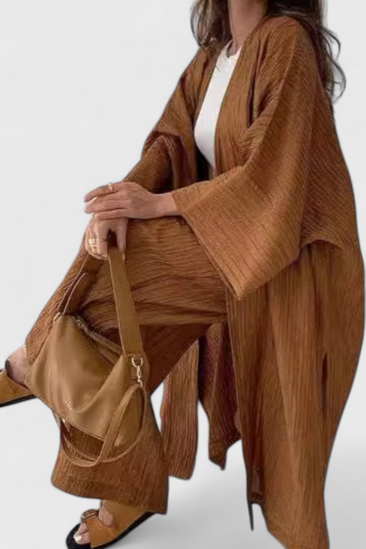 Ensemble deux pièces décontracté Caspian avec long kimono