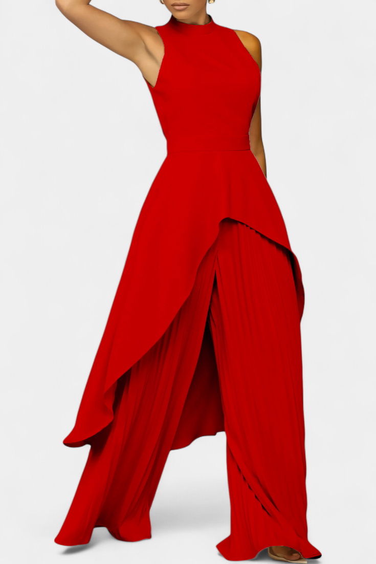 Ensemble asymétrique Chrysoula avec pantalon à plis