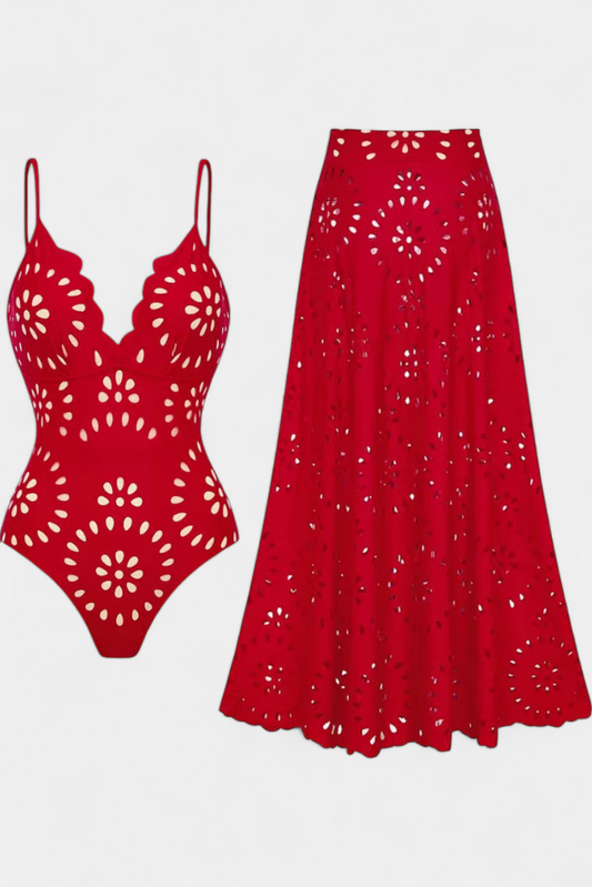 Ensemble jupe Ahria à motifs floraux ajourés