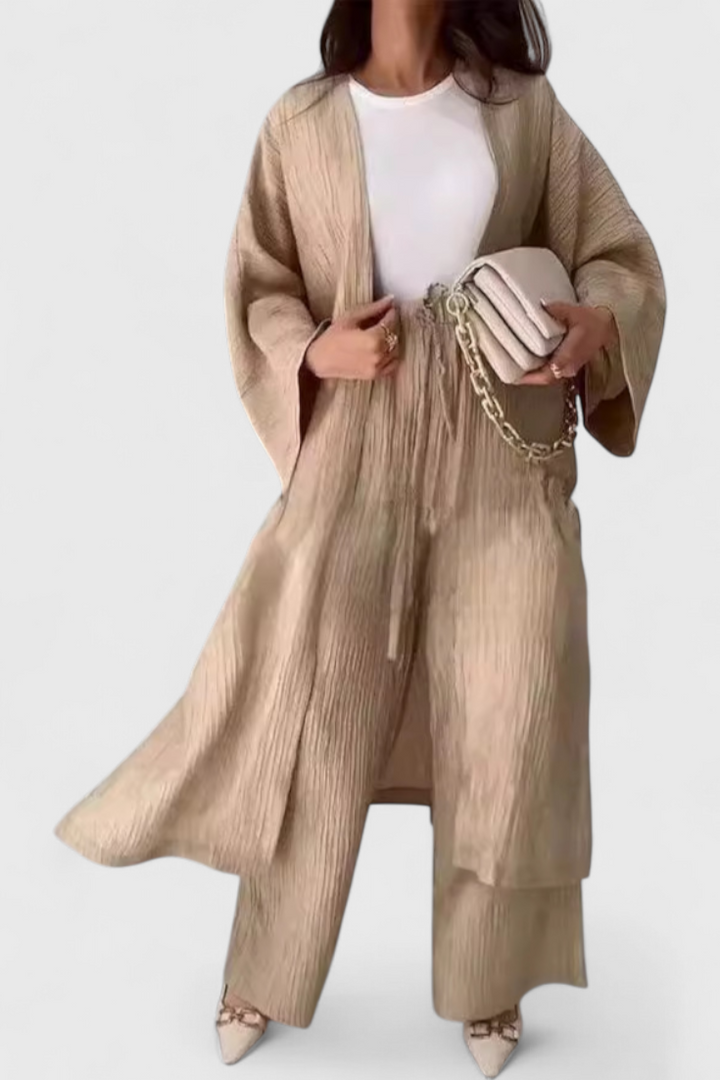 Ensemble deux pièces décontracté Caspian avec long kimono