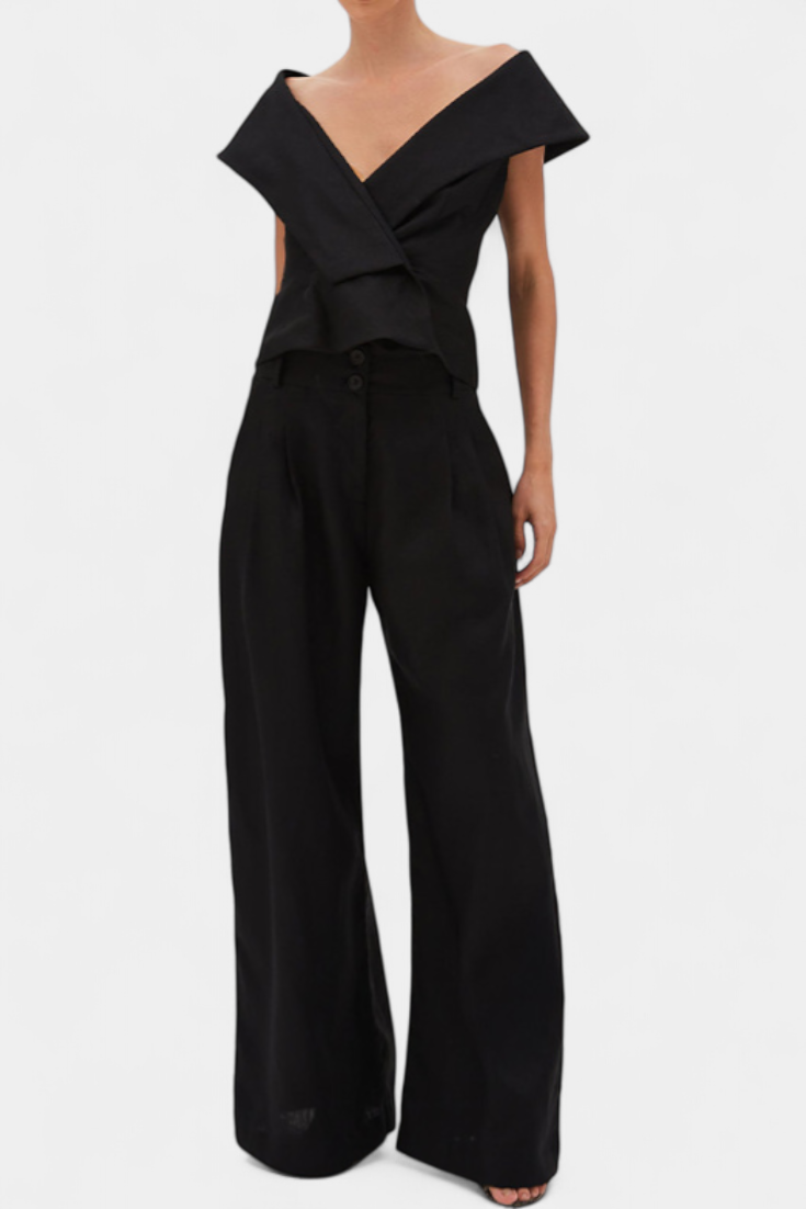 Ensemble haut asymétrique et pantalon palazzo Hayden