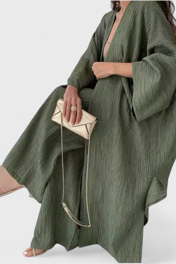 Ensemble deux pièces décontracté Caspian avec long kimono