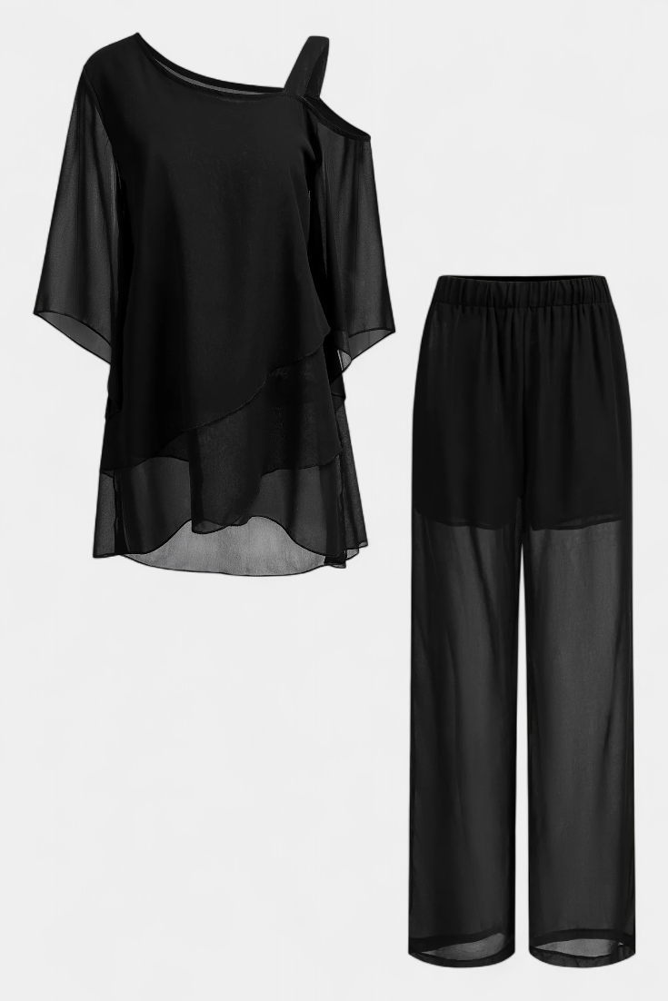 Ensemble deux pièces Kitty avec épaules nues et silhouette fluide