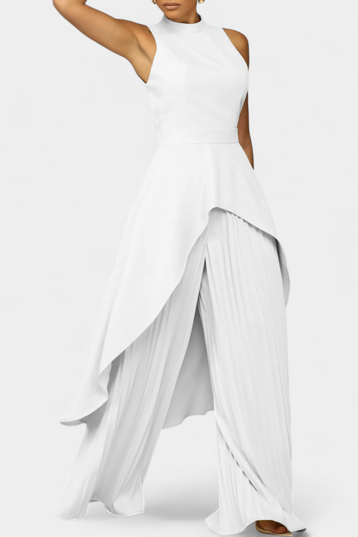 Ensemble asymétrique Chrysoula avec pantalon à plis