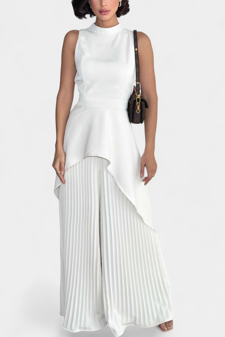 Ensemble asymétrique Chrysoula avec pantalon à plis