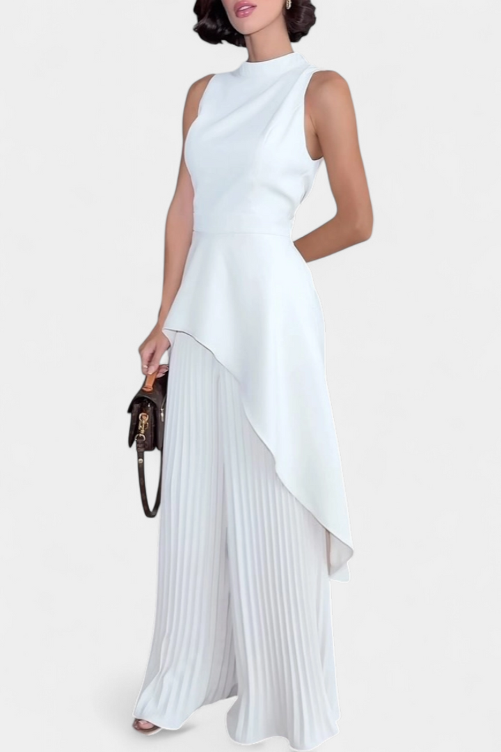 Ensemble asymétrique Chrysoula avec pantalon à plis