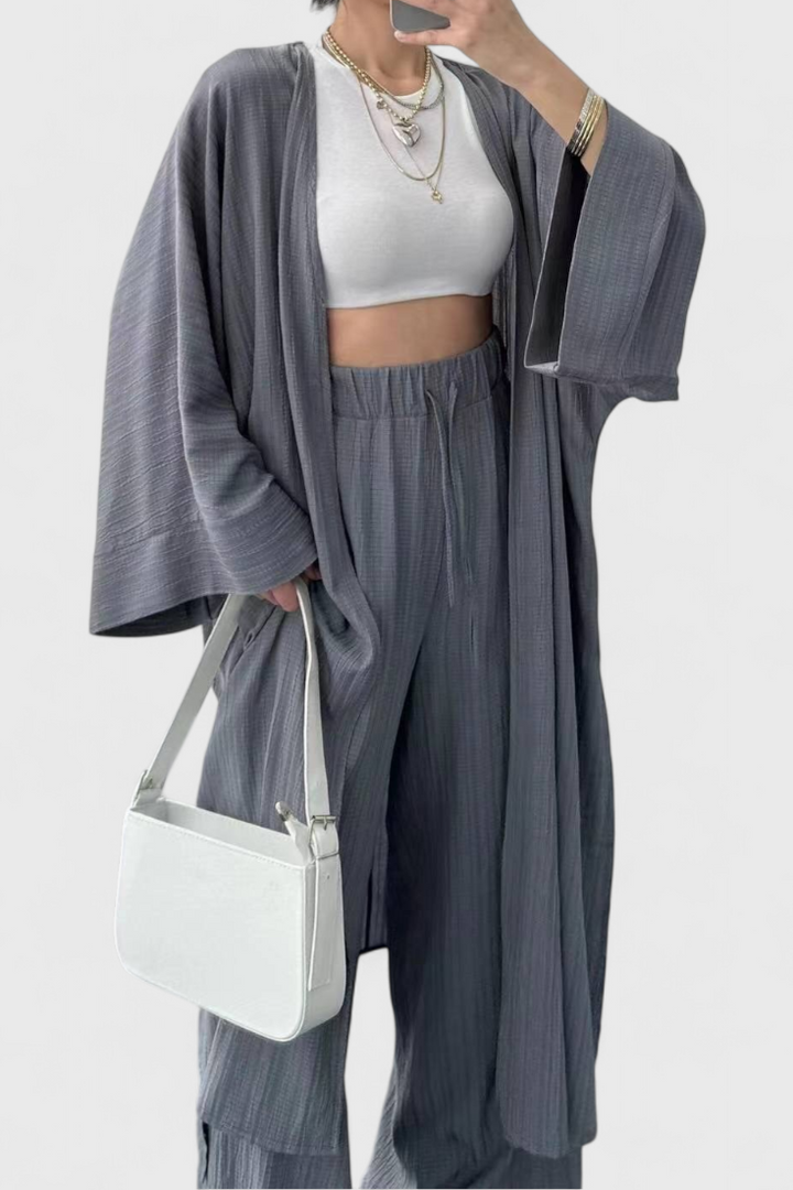 Ensemble deux pièces décontracté Caspian avec long kimono