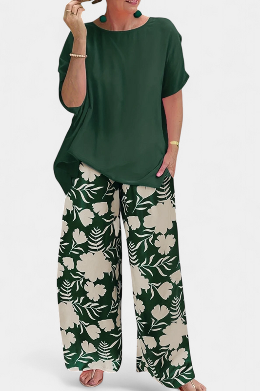 Aivy - Ensemble floral deux pièces au toucher décontracté
