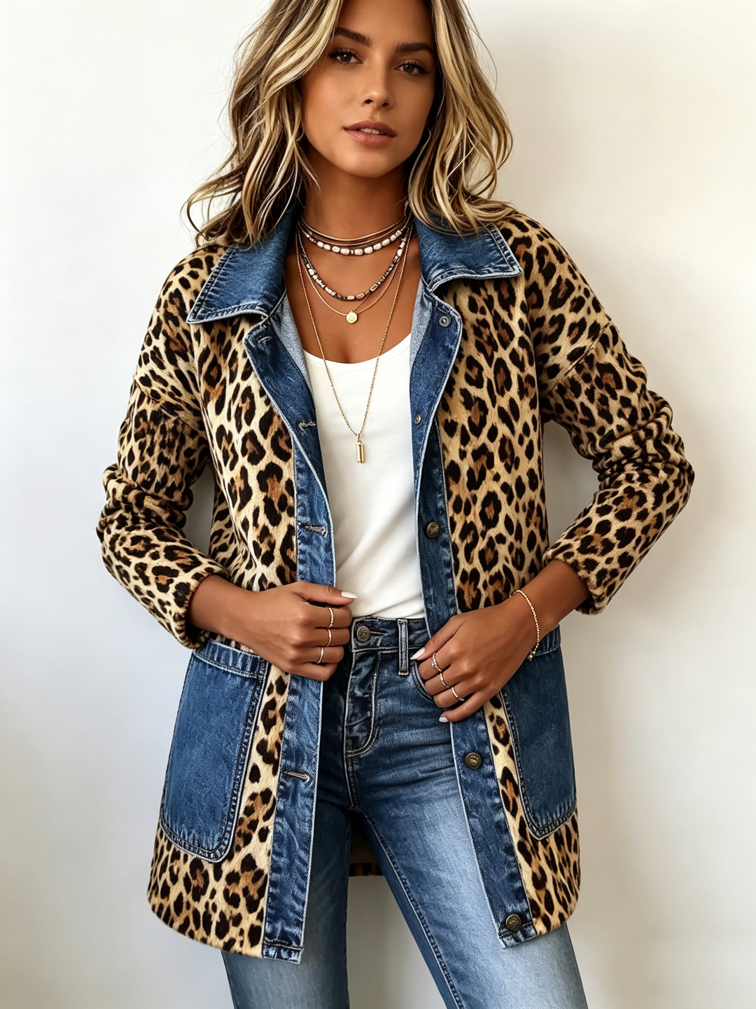 Lorena | Veste Longue Léopard en Jean
