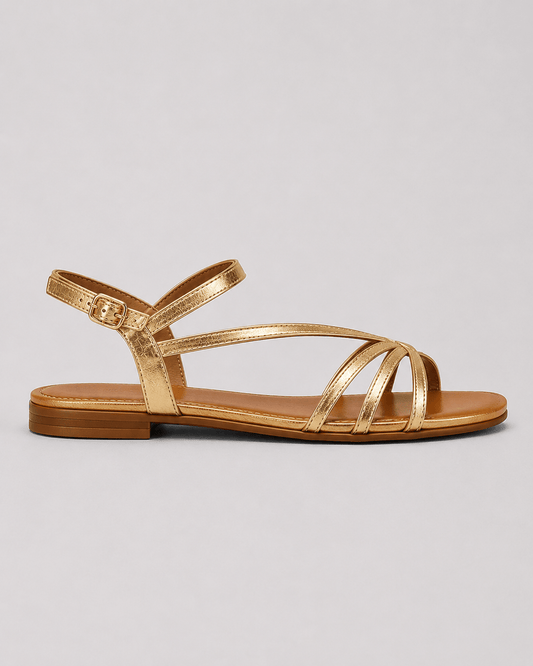 Marta | Sandalias doradas: elegancia veraniega