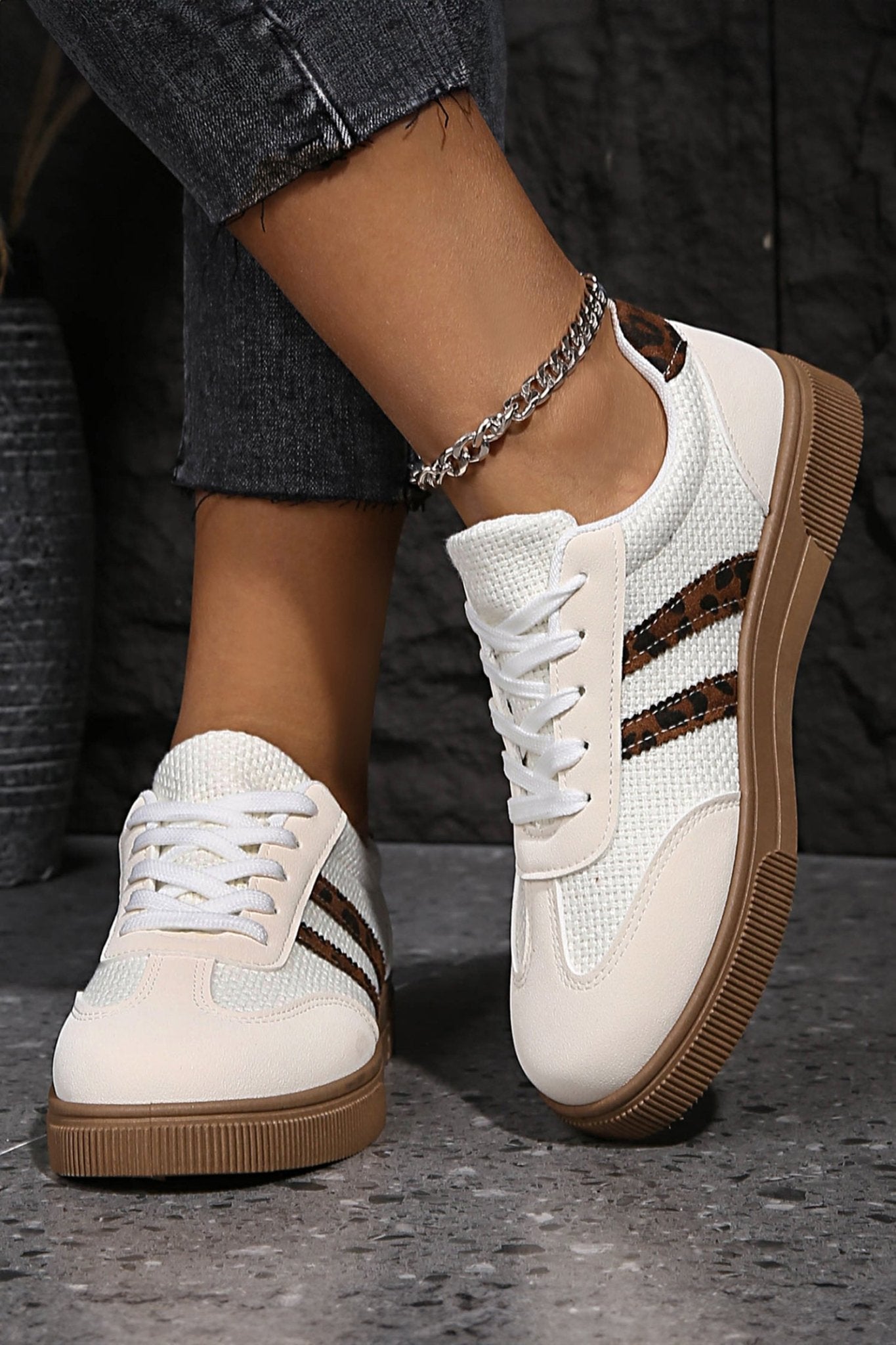 Amber™ : Baskets en cuir et cuir imprimé léopard