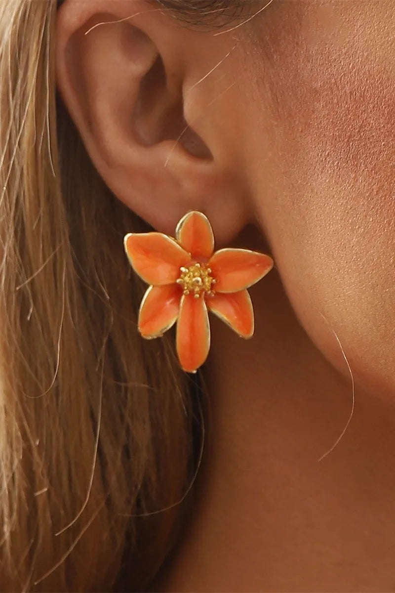 Boucles d'oreilles fleur en émail